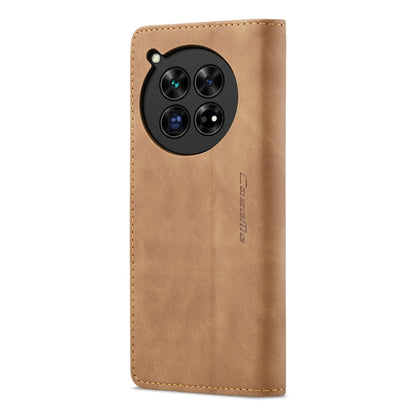 For OnePlus 12 CaseMe 013 Retro Frosted Flip Leather Phone Case(Brown) - OnePlus Cases by CaseMe | Online Shopping South Africa | PMC Jewellery | Buy Now Pay Later Mobicred