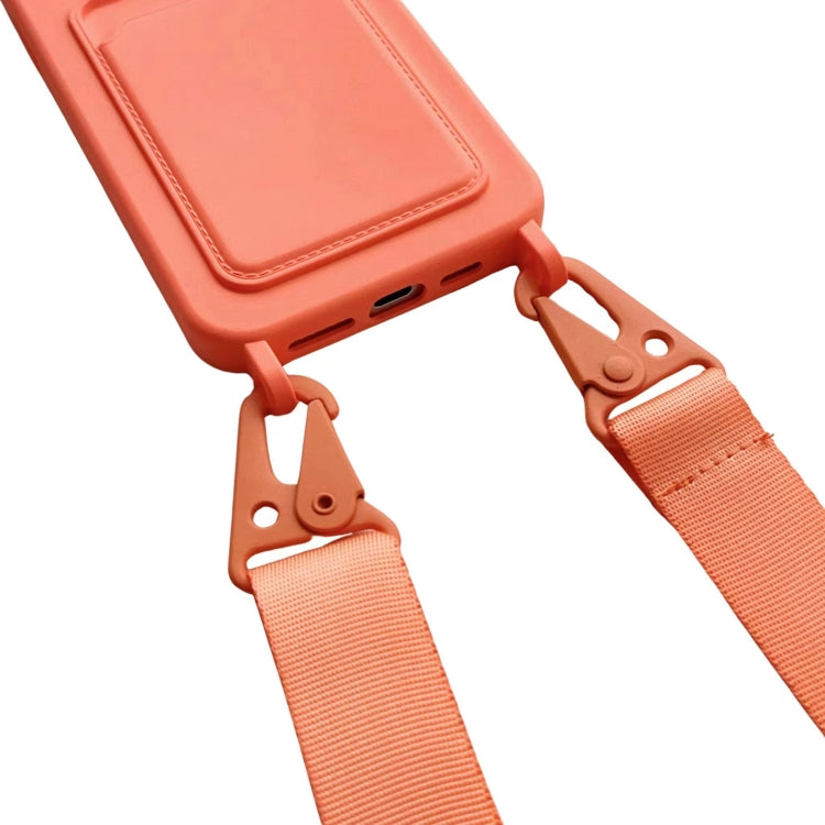 For iPhone 16 Card Slot Liquid Silicone Phone Case with Lanyard(Coffee) - iPhone 16 Cases by PMC TechLife | Online Shopping South Africa | PMC TechLife | Buy Now Pay Later Mobicred
