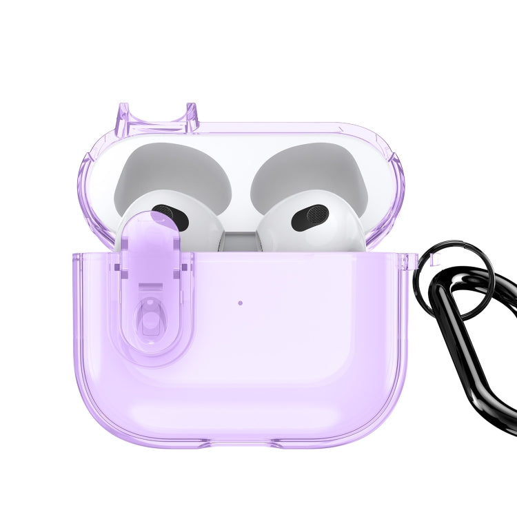 For AirPods 3 DUX DUCIS PECL Series Split Transparent Earphone Case with Hook(Purple) - For AirPods 3 by DUX DUCIS | Online Shopping South Africa | PMC Jewellery | Buy Now Pay Later Mobicred