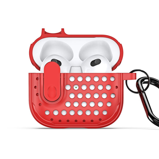 For AirPods 3 DUX DUCIS PECM Series Split Peak Hollow Earphone Case with Hook(Red) - For AirPods 3 by DUX DUCIS | Online Shopping South Africa | PMC Jewellery | Buy Now Pay Later Mobicred