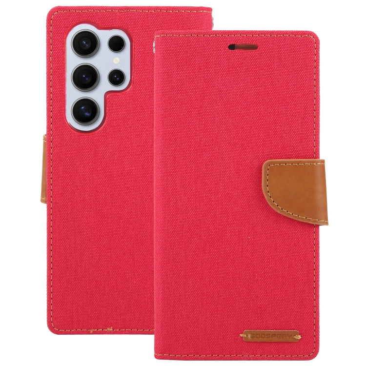 For Samsung Galaxy S24 Ultra 5G GOOSPERY CANVAS DIARY Fabric Texture Flip Leather Phone Case(Red) - Galaxy S24 Ultra 5G Cases by GOOSPERY | Online Shopping South Africa | PMC Jewellery | Buy Now Pay Later Mobicred