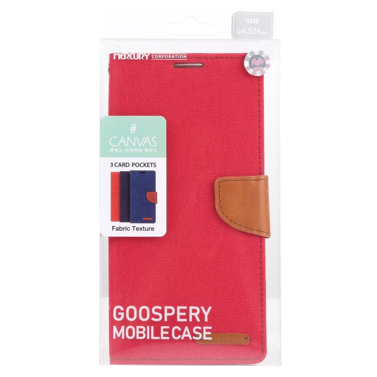 For Samsung Galaxy S24 Ultra 5G GOOSPERY CANVAS DIARY Fabric Texture Flip Leather Phone Case(Red) - Galaxy S24 Ultra 5G Cases by GOOSPERY | Online Shopping South Africa | PMC Jewellery | Buy Now Pay Later Mobicred