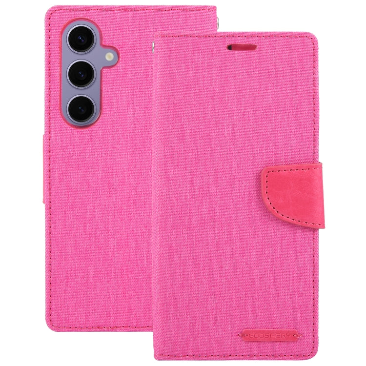 For Samsung Galaxy S24 5G GOOSPERY CANVAS DIARY Fabric Texture Flip Leather Phone Case(Rose Red) - Galaxy S24 5G Cases by GOOSPERY | Online Shopping South Africa | PMC Jewellery | Buy Now Pay Later Mobicred