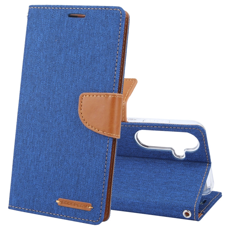 For Samsung Galaxy S24 5G GOOSPERY CANVAS DIARY Fabric Texture Flip Leather Phone Case(Blue) - Galaxy S24 5G Cases by GOOSPERY | Online Shopping South Africa | PMC Jewellery | Buy Now Pay Later Mobicred