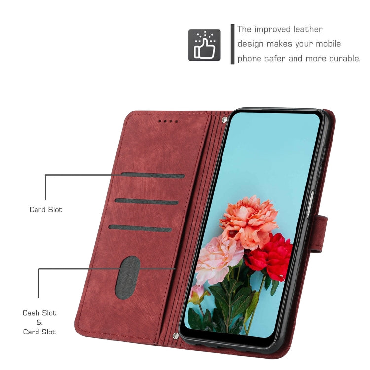 For Motorola Edge 2024 Skin Feel Stripe Pattern Leather Phone Case with Long Lanyard(Red) - Motorola Cases by PMC Jewellery | Online Shopping South Africa | PMC Jewellery | Buy Now Pay Later Mobicred