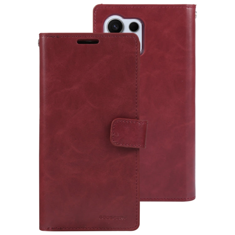 For Samsung Galaxy S24 Ultra 5G GOOSPERY MANSOOR DIARY 9 Card Slots Leather Phone Case(Wine Red) - Galaxy S24 Ultra 5G Cases by GOOSPERY | Online Shopping South Africa | PMC Jewellery | Buy Now Pay Later Mobicred