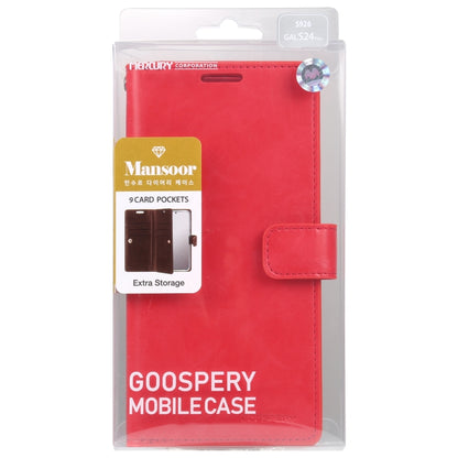 For Samsung Galaxy S24+ 5G GOOSPERY MANSOOR DIARY 9 Card Slots Leather Phone Case(Red) - Galaxy S24+ 5G Cases by GOOSPERY | Online Shopping South Africa | PMC Jewellery | Buy Now Pay Later Mobicred