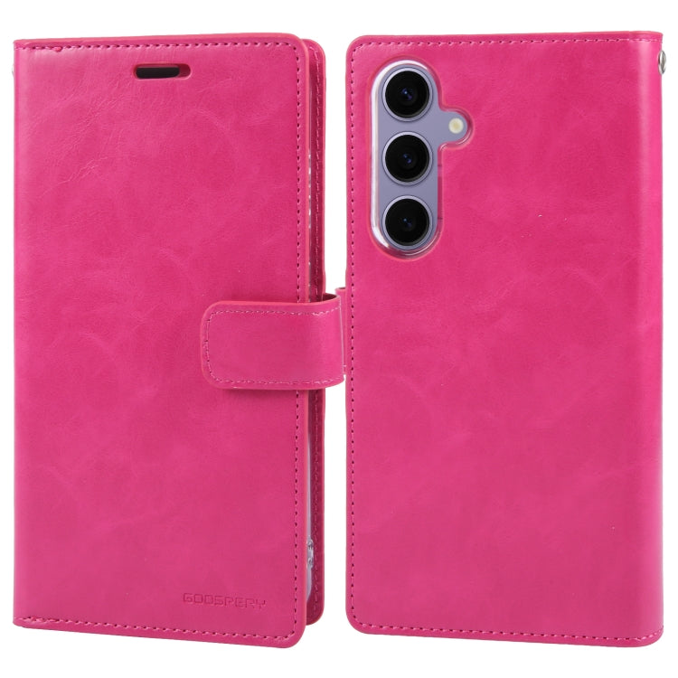 For Samsung Galaxy S24+ 5G GOOSPERY MANSOOR DIARY 9 Card Slots Leather Phone Case(Rose Red) - Galaxy S24+ 5G Cases by GOOSPERY | Online Shopping South Africa | PMC Jewellery | Buy Now Pay Later Mobicred