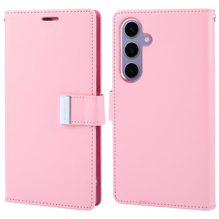 For Samsung Galaxy S24+ 5G GOOSPERY RICH DIARY Crazy Horse Texture Leather Phone Case(Pink) - Galaxy S24+ 5G Cases by GOOSPERY | Online Shopping South Africa | PMC Jewellery | Buy Now Pay Later Mobicred