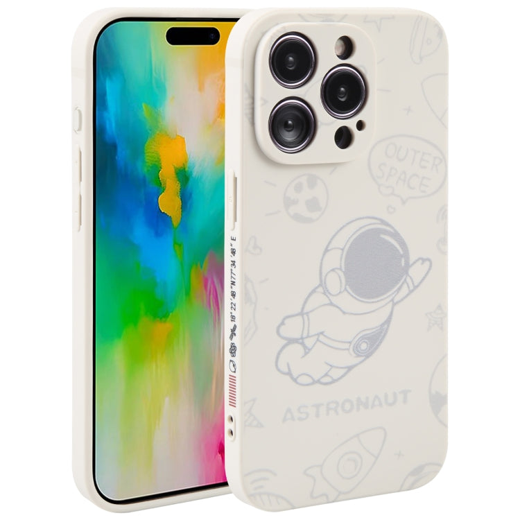 For iPhone 16 Pro Astronaut Pattern Silicone Straight Edge Phone Case(Flying Astronaut-White) - iPhone 16 Pro Cases by PMC TechLife | Online Shopping South Africa | PMC TechLife | Buy Now Pay Later Mobicred