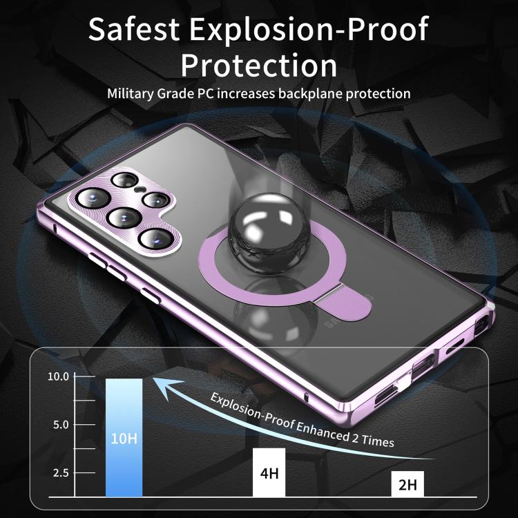 For Samsung Galaxy S25 Ultra 5G MagSafe Magnetic HD Frosted Tempered Glass Holder Phone Case(Purple) - Galaxy S25 Ultra 5G Cases by PMC Jewellery | Online Shopping South Africa | PMC Jewellery | Buy Now Pay Later Mobicred