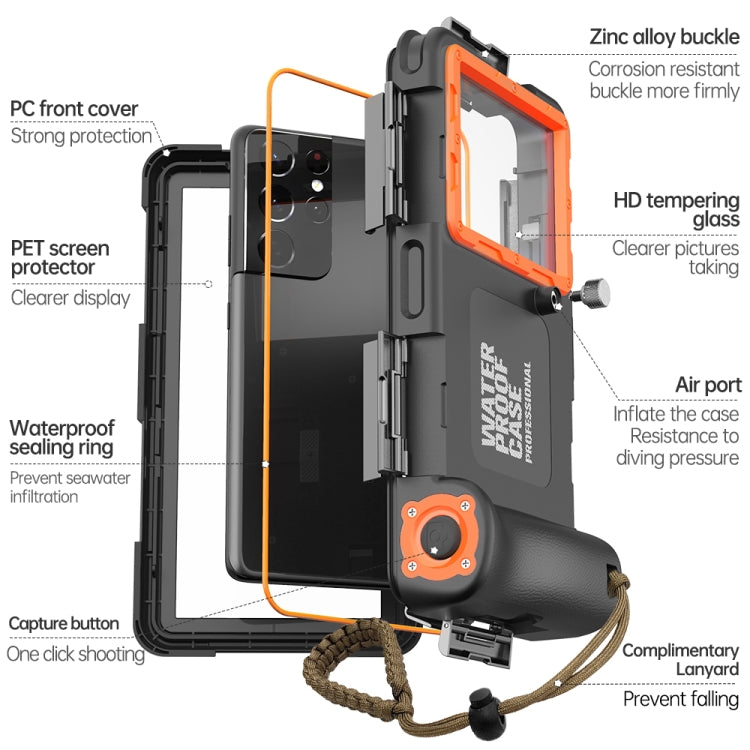 Diving Shell Gen2 Upgrade IP68 Waterproof Phone Case(Black Orange) - free shipping - PMC TechLife - Order now!