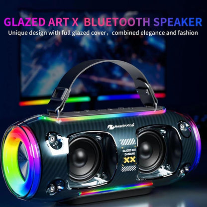 New Rixing NR8806 Portable Outdoor Wireless Bluetooth Speaker RGB Colorful Subwoofer, Style:Single Mic(Blue) - Desktop Speaker by NewRixing | Online Shopping South Africa | PMC Jewellery | Buy Now Pay Later Mobicred