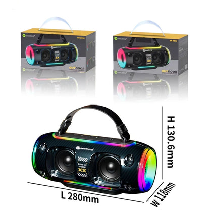 New Rixing NR8806 Portable Outdoor Wireless Bluetooth Speaker RGB Colorful Subwoofer, Style:Dual Mic(Black) - Desktop Speaker by NewRixing | Online Shopping South Africa | PMC Jewellery | Buy Now Pay Later Mobicred