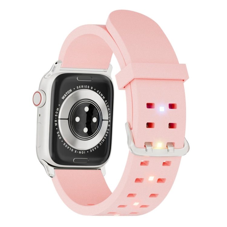 For Apple Watch Series 7 41mm Luminous Colorful Light Silicone Watch Band(Pink) - Watch Bands by PMC Jewellery | Online Shopping South Africa | PMC Jewellery