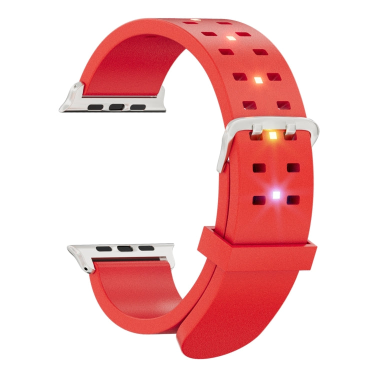 For Apple Watch Series 5 44mm Luminous Colorful Light Silicone Watch Band(Red) - Watch Bands by PMC Jewellery | Online Shopping South Africa | PMC Jewellery