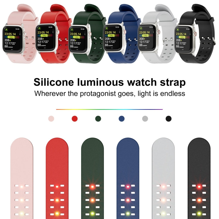 For Apple Watch SE 2023 44mm Luminous Colorful Light Silicone Watch Band(Black) - Watch Bands by PMC Jewellery | Online Shopping South Africa | PMC Jewellery