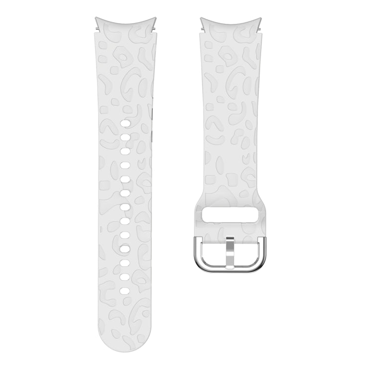 For Samsung Galaxy Watch 6 Leopard Print Embossed Silicone Watch Band(Light Grey) - Watch Bands by PMC TechLife | Online Shopping South Africa | PMC TechLife