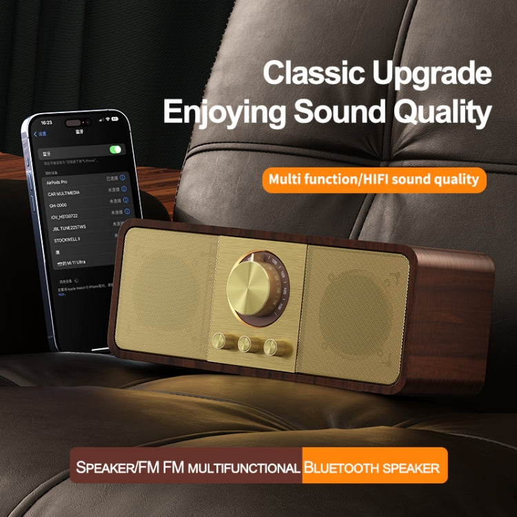 OneDer JY82 Wooden Retro Styling Wireless Speaker HIFI Classic FM Radio Support TF / U-Disk / AUX(Leather Green) - Desktop Speaker by OneDer | Online Shopping South Africa | PMC Jewellery | Buy Now Pay Later Mobicred