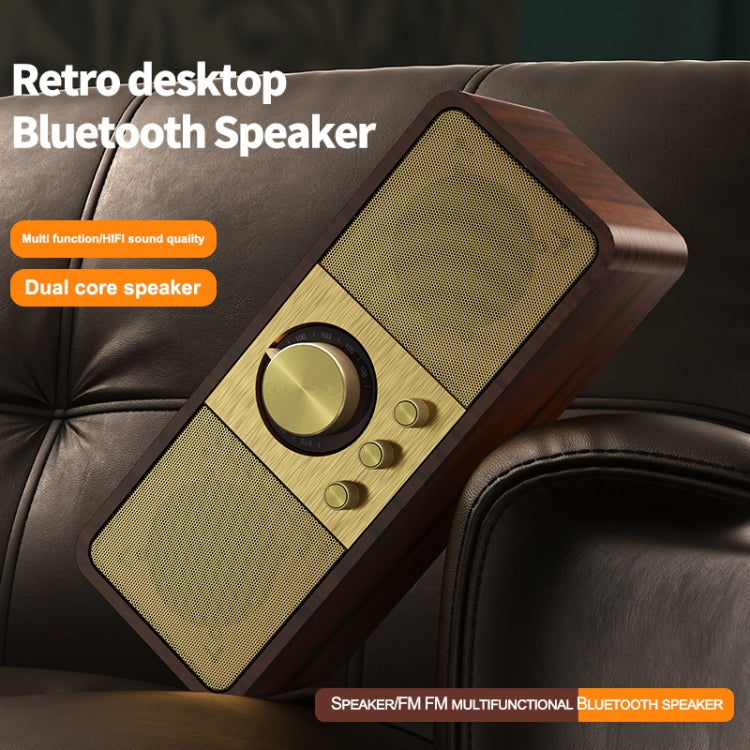 OneDer JY82 Wooden Retro Styling Wireless Speaker HIFI Classic FM Radio Support TF / U-Disk / AUX(Walnut Wood) - Desktop Speaker by OneDer | Online Shopping South Africa | PMC Jewellery | Buy Now Pay Later Mobicred