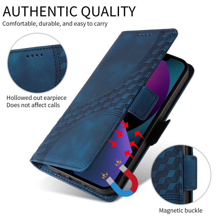 For iPhone 16 Pro Embossed Rhombus Starry Leather Phone Case(Blue) - free shipping - PMC TechLife - Order now!