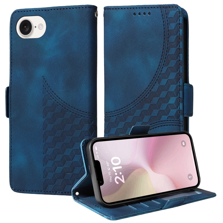 For iPhone SE 2024 Embossed Rhombus Starry Leather Phone Case(Blue) - More iPhone Cases by PMC Jewellery | Online Shopping South Africa | PMC Jewellery | Buy Now Pay Later Mobicred