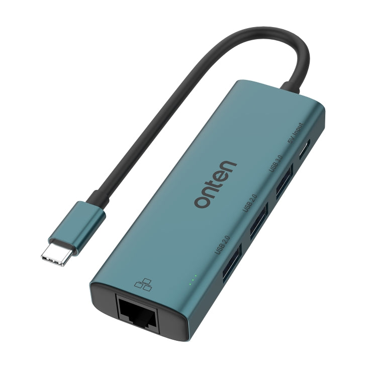 Onten UC121 5 in 1 USB-C / Type-C to USB 3.0 HUB with 5V Input & 100Mbps Network Card - USB HUB by Onten | Online Shopping South Africa | PMC Jewellery | Buy Now Pay Later Mobicred