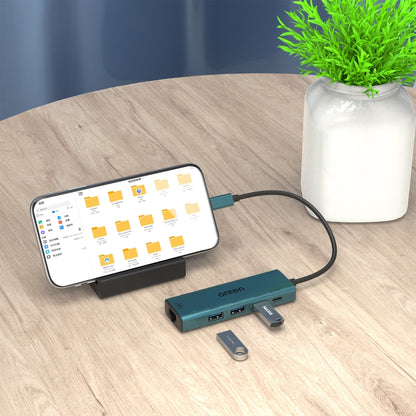 Onten UC121 5 in 1 USB-C / Type-C to USB 3.0 HUB with 5V Input & 100Mbps Network Card - USB HUB by Onten | Online Shopping South Africa | PMC Jewellery | Buy Now Pay Later Mobicred