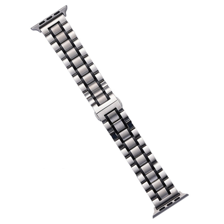 For Apple Watch SE 44mm Five-Beads Stainless Steel Watch Band(Silver Black) - free shipping - PMC TechLife - Order now!