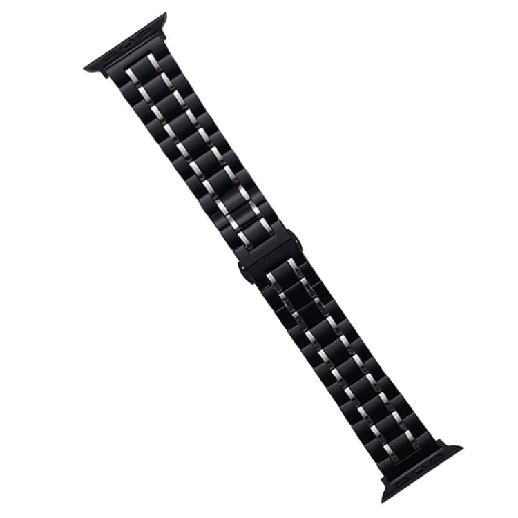 For Apple Watch 38mm Five-Beads Stainless Steel Watch Band(Black Silver) - free shipping - PMC TechLife - Order now!