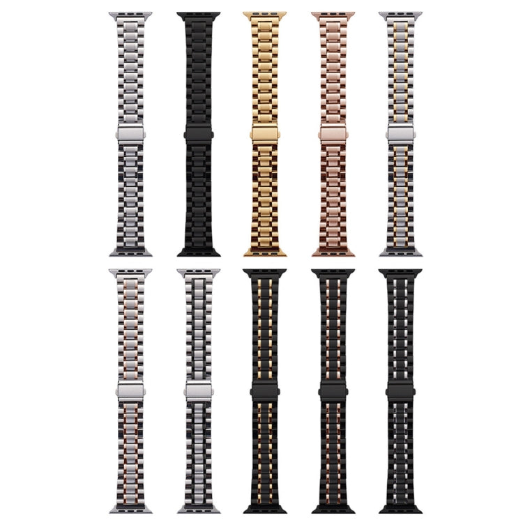 For Apple Watch 38mm Five-Beads Stainless Steel Watch Band(Gold) - Watch Bands by PMC TechLife | Online Shopping South Africa | PMC TechLife