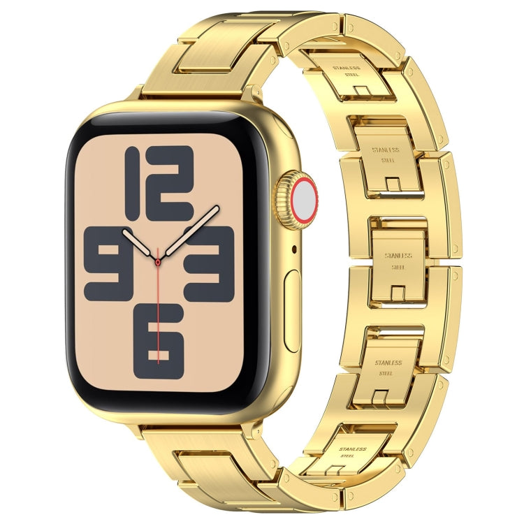 For Apple Watch SE 2023 40mm H Slim Stainless Steel Watch Band(Gold) - Watch Bands by PMC Jewellery | Online Shopping South Africa | PMC Jewellery