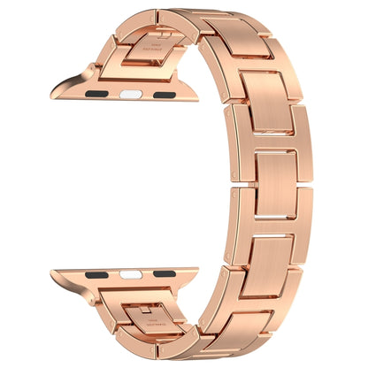 For Apple Watch SE 44mm H Slim Stainless Steel Watch Band(Rose Gold) - Watch Bands by PMC Jewellery | Online Shopping South Africa | PMC Jewellery