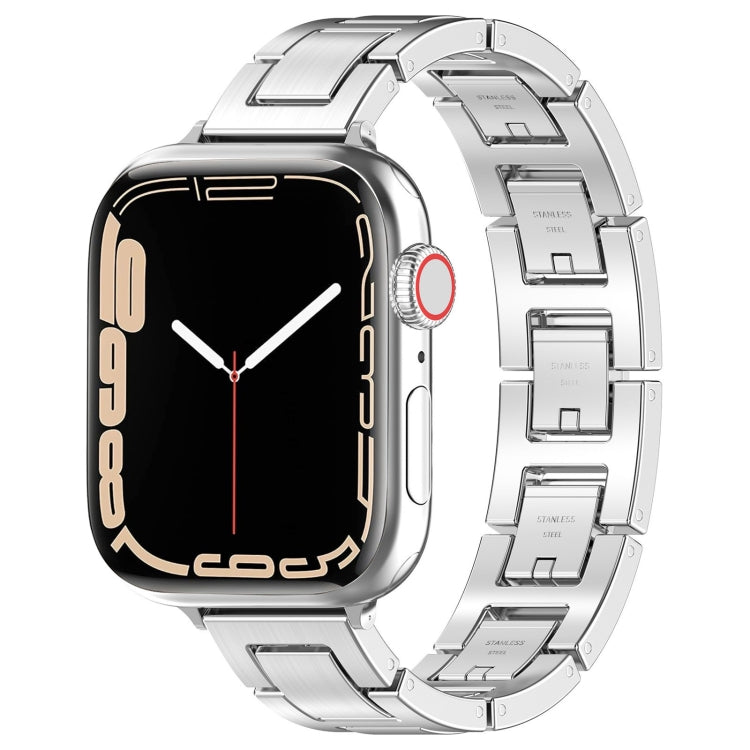 For Apple Watch Series 6 44mm H Slim Stainless Steel Watch Band(Silver) - Watch Bands by PMC Jewellery | Online Shopping South Africa | PMC Jewellery