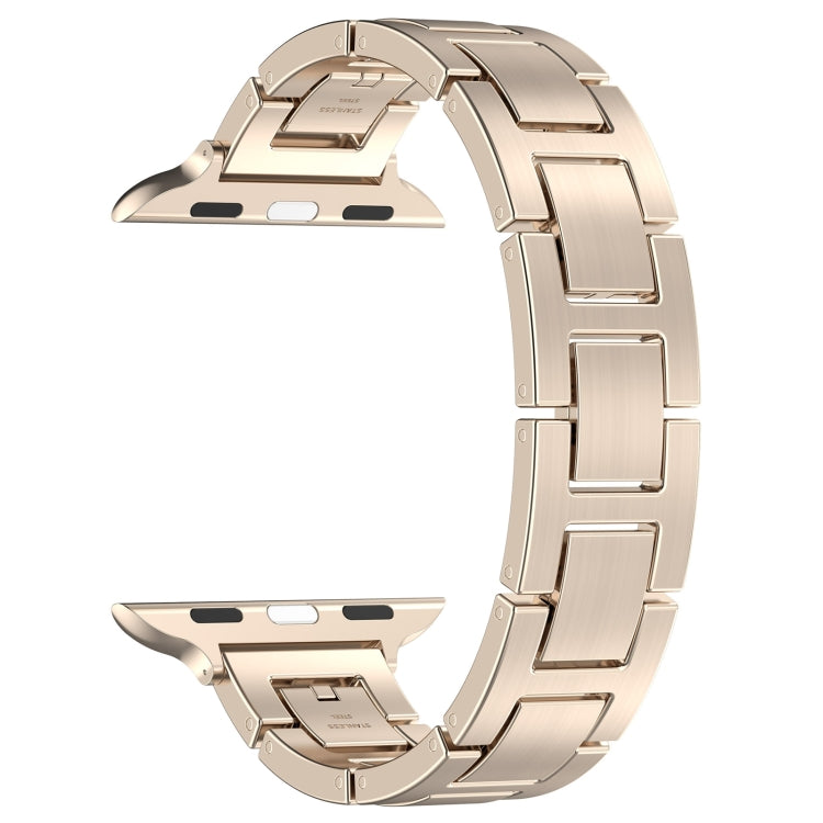 For Apple Watch 42mm H Slim Stainless Steel Watch Band(Starlight) - Watch Bands by PMC TechLife | Online Shopping South Africa | PMC TechLife