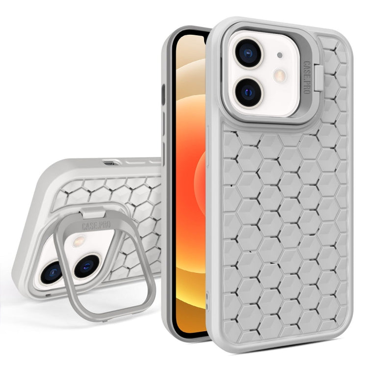 For iPhone 12 Honeycomb Radiating Lens Holder Magsafe Phone Case(Grey) - iPhone 12 / 12 Pro Cases by PMC Jewellery | Online Shopping South Africa | PMC Jewellery