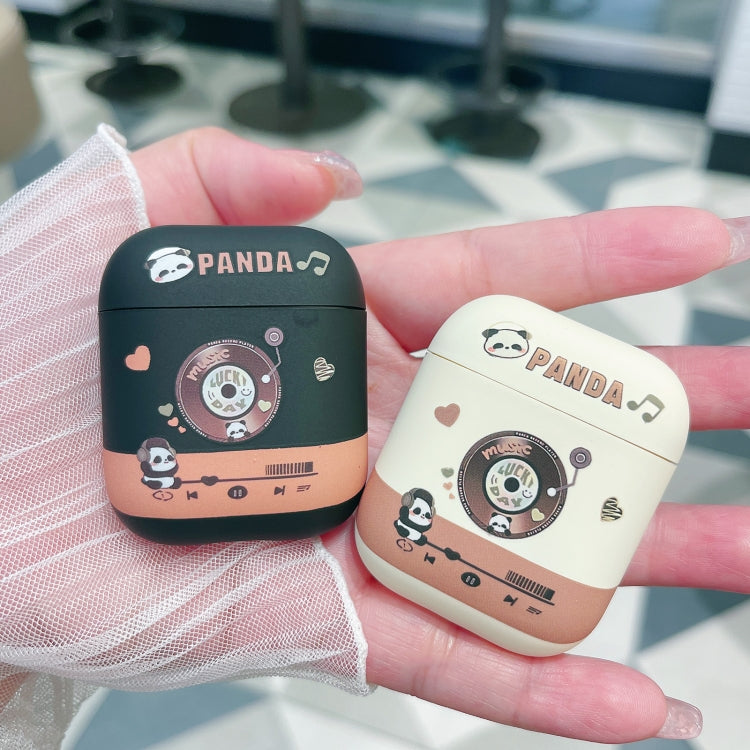 For AirPods Pro Panda Records Pattern Earbuds Box Frosted TPU Case(Black) - For AirPods Pro by PMC Jewellery | Online Shopping South Africa | PMC Jewellery | Buy Now Pay Later Mobicred