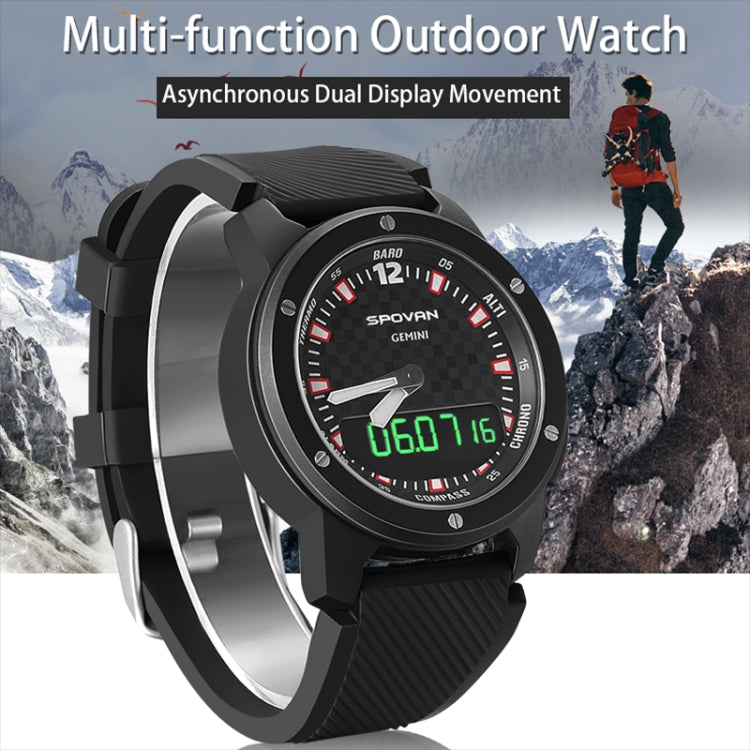 SPOVAN Gemini Outdoor Mountaineering Altitude Barometric Waterproof Sports Watch(Black White) - Smart Watches by SPOVAN | Online Shopping South Africa | PMC Jewellery