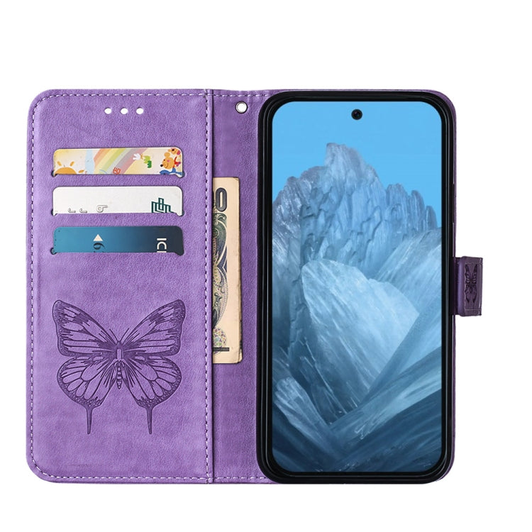 For Google Pixel 9 Embossed Butterfly Leather Phone Case(Purple) - Google Cases by PMC Jewellery | Online Shopping South Africa | PMC Jewellery | Buy Now Pay Later Mobicred