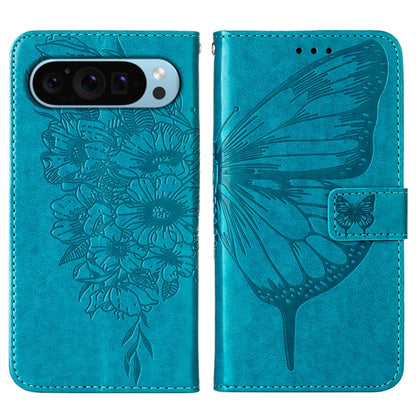 For Google Pixel 9 Embossed Butterfly Leather Phone Case(Blue) - Google Cases by PMC Jewellery | Online Shopping South Africa | PMC Jewellery | Buy Now Pay Later Mobicred