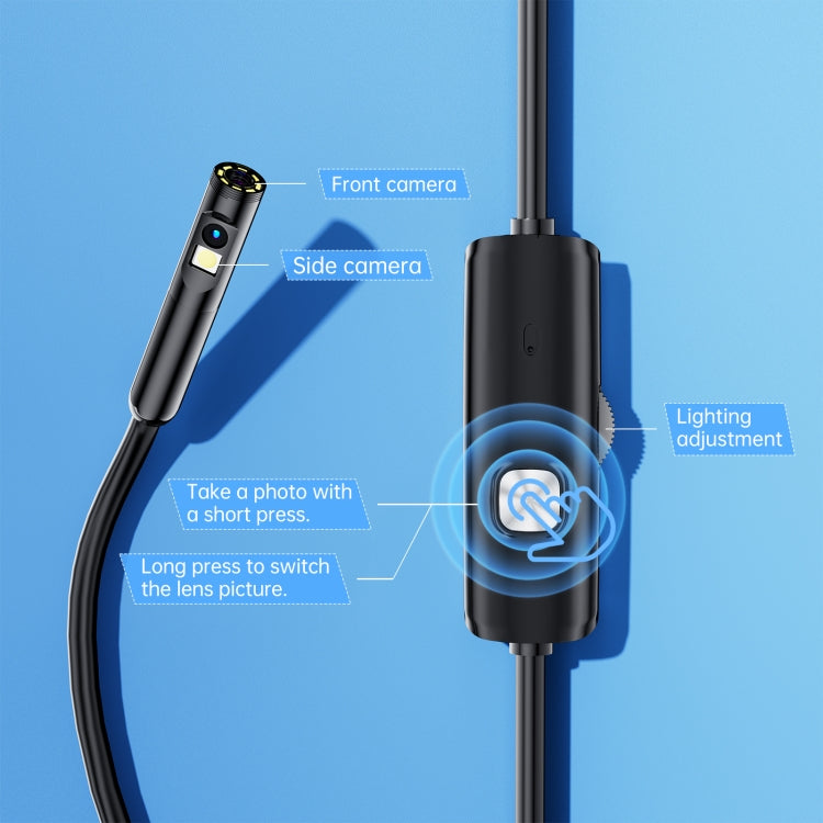 AN112 8mm Double Lenses HD Industry Endoscope Type-C + Micro USB + 8 Pin Connection, Length:5m Soft Tube -  by PMC Jewellery | Online Shopping South Africa | PMC Jewellery | Buy Now Pay Later Mobicred