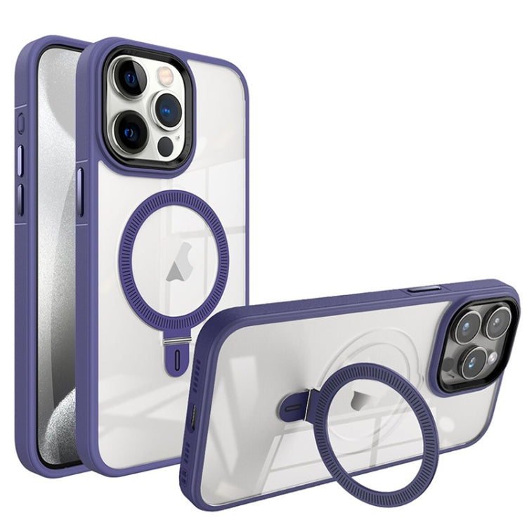 For iPhone 15 Pro Max Shield Armor MagSafe Holder Phone Case(Deep Purple) - iPhone 15 Pro Max Cases by PMC Jewellery | Online Shopping South Africa | PMC Jewellery