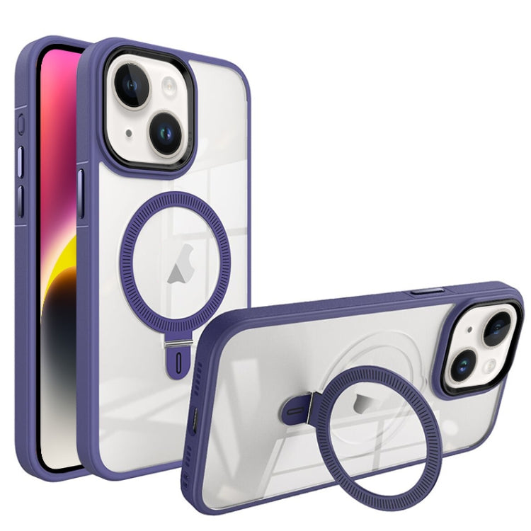 For iPhone 14 Shield Armor MagSafe Holder Phone Case(Deep Purple) - iPhone 14 Cases by PMC Jewellery | Online Shopping South Africa | PMC Jewellery