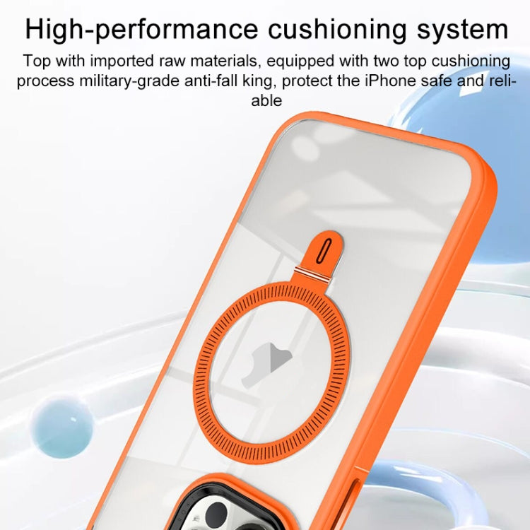 For iPhone 13 Pro Shield Armor MagSafe Holder Phone Case(Orange) - iPhone 13 Pro Cases by PMC Jewellery | Online Shopping South Africa | PMC Jewellery