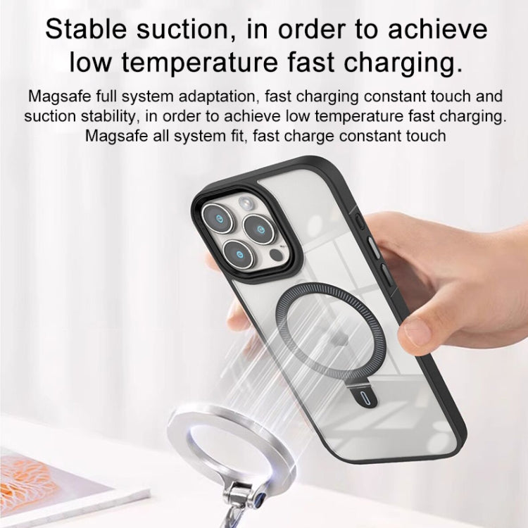 For iPhone 14 Pro Max Shield Armor MagSafe Holder Phone Case(Grey) - iPhone 14 Pro Max Cases by PMC Jewellery | Online Shopping South Africa | PMC Jewellery