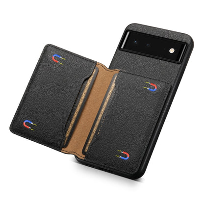 For Google Pixel 6 Calf Texture Card Bag Design Full Coverage Phone Case(Black) - Google Cases by PMC Jewellery | Online Shopping South Africa | PMC Jewellery | Buy Now Pay Later Mobicred