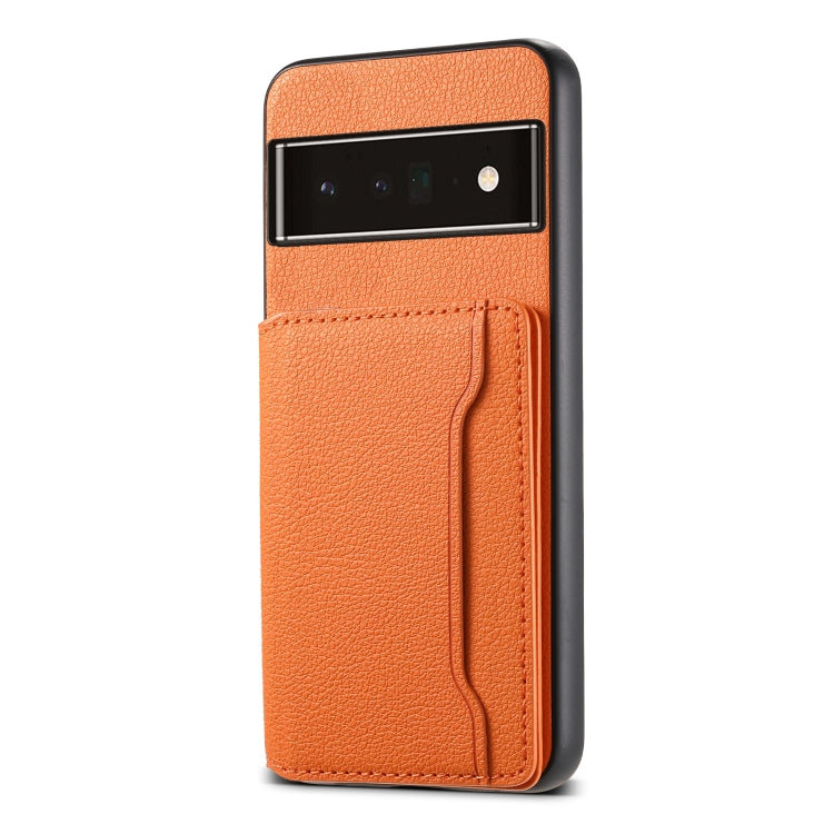 For Google Pixel 6 Pro Calf Texture Card Bag Design Full Coverage Phone Case(Orange) - Google Cases by PMC Jewellery | Online Shopping South Africa | PMC Jewellery | Buy Now Pay Later Mobicred