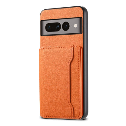 For Google Pixel 7 Pro 5G Calf Texture Card Bag Design Full Coverage Phone Case(Orange) - Google Cases by PMC Jewellery | Online Shopping South Africa | PMC Jewellery | Buy Now Pay Later Mobicred