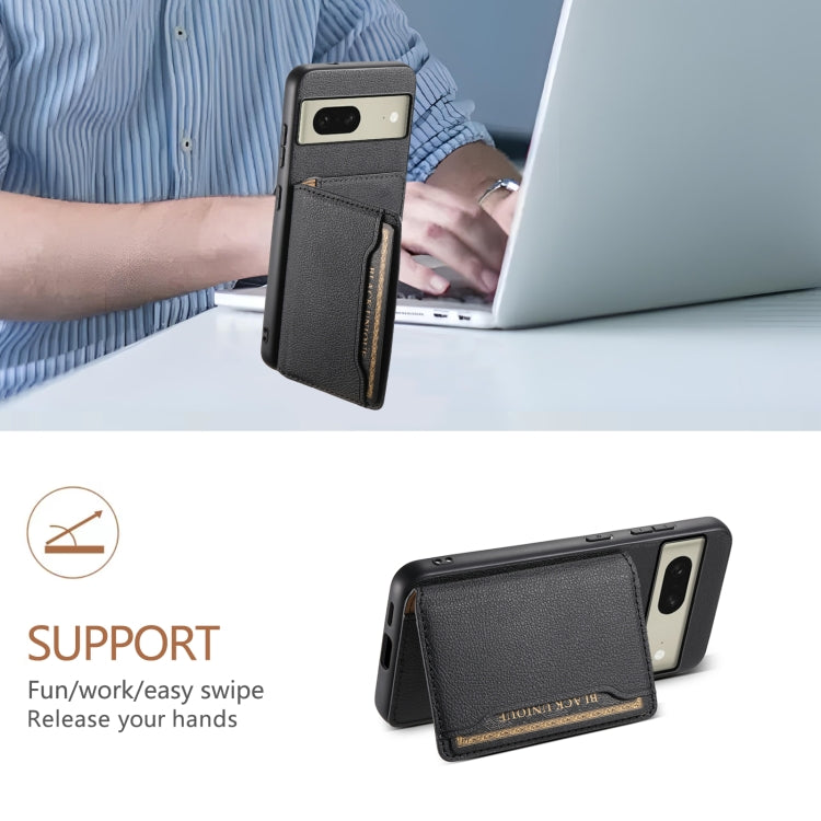 For Google Pixel 8 Calf Texture Card Bag Design Full Coverage Phone Case(Black) - Google Cases by PMC TechLife | Online Shopping South Africa | PMC TechLife | Buy Now Pay Later Mobicred