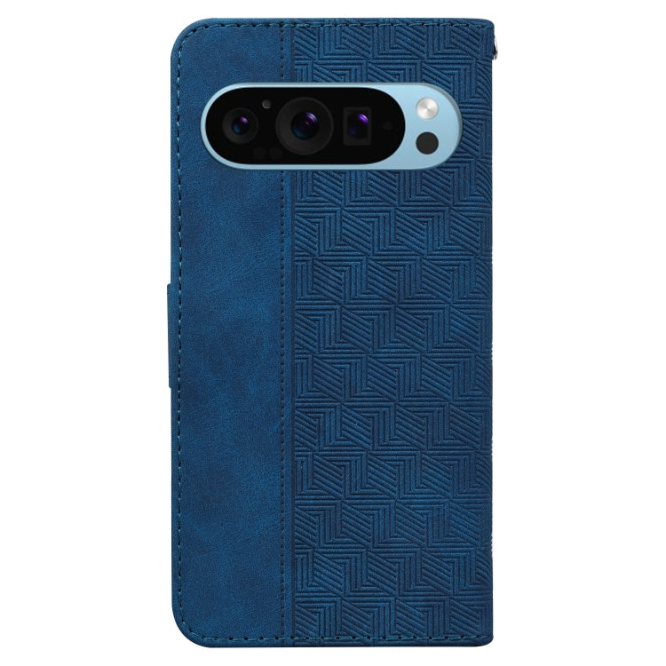 For Google Pixel 9 Pro 5G Geometric Embossed Leather Phone Case(Blue) - Google Cases by PMC Jewellery | Online Shopping South Africa | PMC Jewellery | Buy Now Pay Later Mobicred